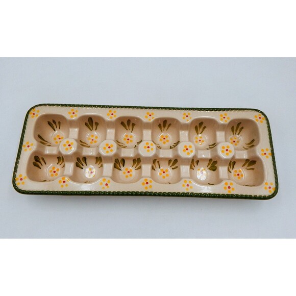 Temp-tations By Tara Old World Green 12-Count Fresh Egg Tray 13 Inch Storage - Picture 1 of 11